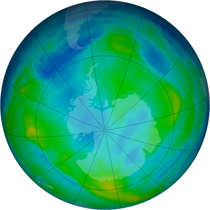 Antarctic ozone map for 10 June 1997